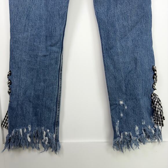 Zara TRF Denim IXD Makers Mid Wash Mid Rise Straight Leg Jeans Size 4 - Picture 6 of 11